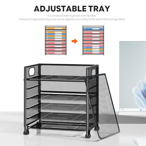 Simple Trending 6-Tier Paper Tray Organizer, File Organizer for Desk, Black - size: 13" x 8.8" x 14.6"