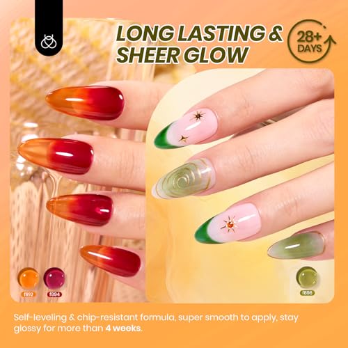 Beetles Jelly Gel Nail Polish Set, 6 Colors Fall Gel Polish Kit - color: 0-0-Autumn Prism