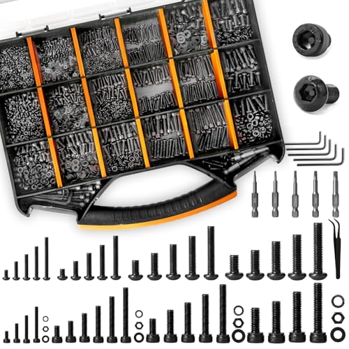 4071Pcs M2 M3 M4 M5 Nuts and Bolts Assortment Kit, 39 Size 4MM to 30MM Metric Screw Assortment Hex Socket & Button Head Machine Screws w/Portable Box and Hex Drill Bits, Galvanized Rustproof - size: I. M2 M3 M4 M5