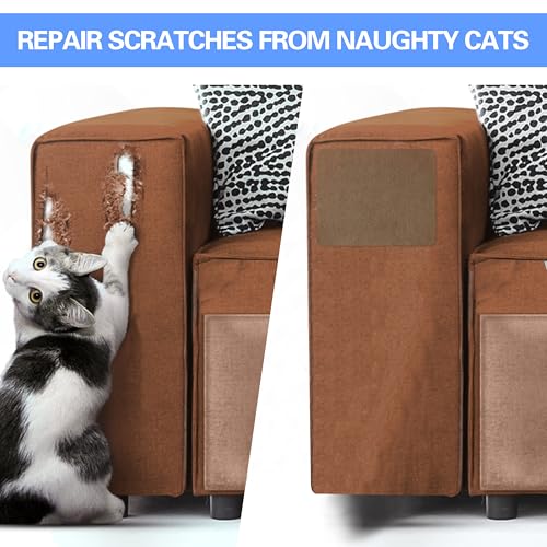 Azobur Repair Patch, 6 Piece Microfiber Patches, Self Adhesive Fabric Sofa Patch Repair Fabric, Luxurious Look, Quick Fix Sofa.(Khaki) - color: Khaki
