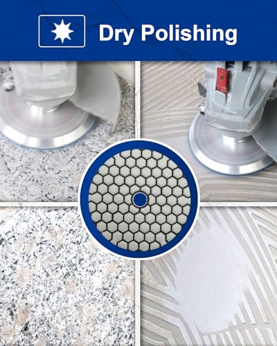 SHDIATOOL 4-Inch Dry Diamond Polishing Pads 7PCS Kit for Granite & Marble - style: Mixed Grits+P Backer