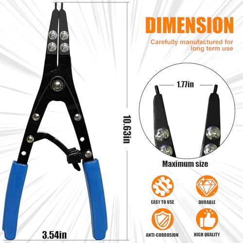 38700 Snap Ring Pliers External 10" Large Heavy Duty Ratchet Locking Design Anti-slip Circlip Pliers Blue Automotive Removal Tool Kit Compatible with Ford Super Duty Pickups 2007 and Newer (Blue) - color: Blue
