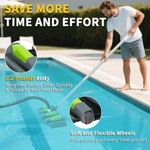 Heavy Duty Pool Vacuum Head, 17.5 in, 3.2 lb Weighted, Gray
