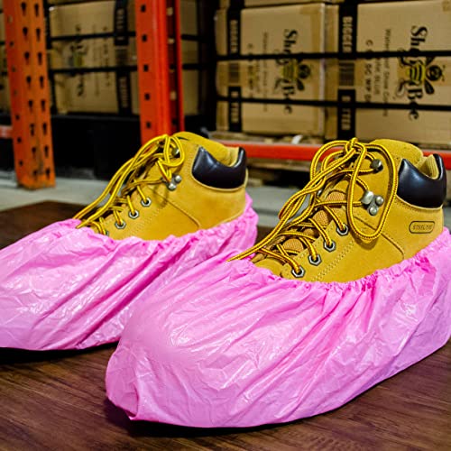 ShuBee Waterproof Shoe & Boot Covers Slip-Resistant Disposable for Plumbing Construction Floor Protection - 40 Pair - color: Pink