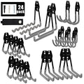 AOBEN 24PCS Garage Hooks, Heavy Duty Double Garage Hanger Organizer Wall Mount Iron Anti-Slip Garage Storage Hooks for Ladder, Power Tool,Bike,Ropes（23 Hooks & 1 hoder Strap-Gray - size: 24PCS GR