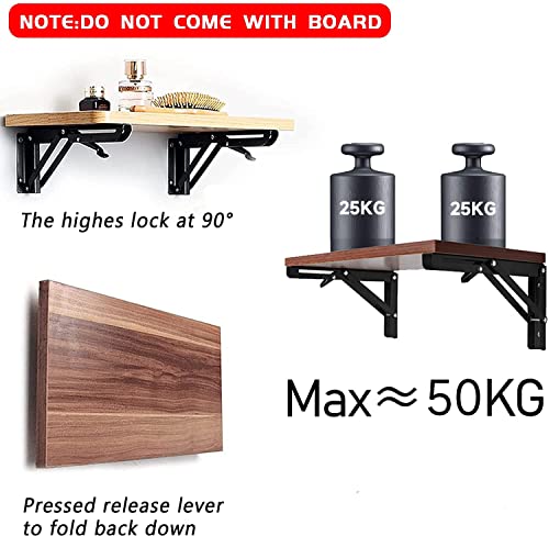 Folding Shelf Brackets - 8 Inch 6 Packs Collapsible Shelf Bracket - size: 8 Inch- 6 Packs