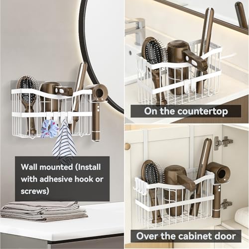 Dailyart 3-in-1 Hair Tool Organizer for Hair Dryer, Bathroom, White