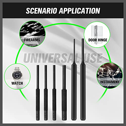 7-Piece Premium Roll Pin Starter Punch and Install Punch Set - 1/16, 5/64, 3/32, 1/8-inch - color: Roll Pin Starter Punch - Black