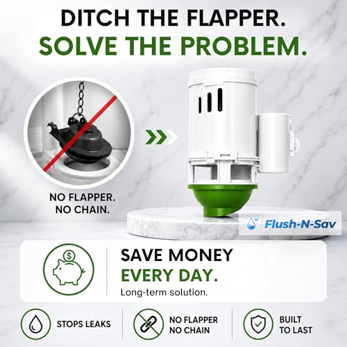 2 - Inch Flapper & Chain Eliminator Quick Connect Valve Conversion Kit & Overflow Water Conservator With Handle - Easy Install Without Tools - size: 2 - Inch, style: Standard Handle