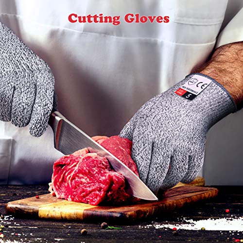 2PCS Cut Resistant Gloves, Cutting Gloves Level 5 Protection for Kitchen - size: Large, style: Original