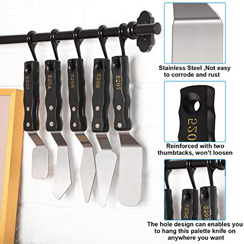 Honoson 5 Pcs Large Palette Knife Set, Stainless Steel Wood Handle