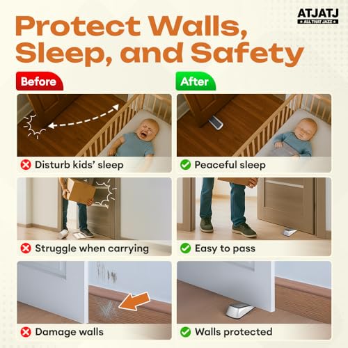 2 Packs Door Stoppers for Bottom, Rubber Wedge, Heavy Duty Doorstop for Inside, Rubber, Floor, Wedge Garage Classroom Stopper for Carpet, Door Holder