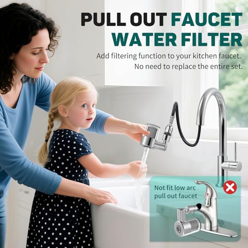 CECEFIN 720 Swivel Sink Faucet Water Filter NSF/ANSI/CAN 372, 22pcs Adapter - color: H- Silvery- Faucet water filter-Silver