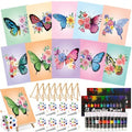 Ctosree 72 Pcs Butterfly Paint and Sip Kit for Adults 8'' x 10'' Pre Drawn Canvas for Painting DIY Pre Printed Canvas for Party Favor Acrylic Painting Kit Wood Easel Brushes Date Night Bulk - style: Butterfly