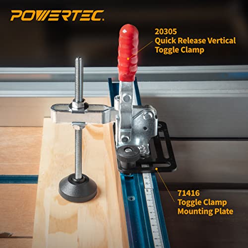 POWERTEC 6" Large Toggle Clamp Foot with Nuts & Washers, Oversized Stud Clamp Foot Compatible with Toggle Clamps for Table Saw Fence, Drill Press Table, and Woodworking Jigs (71700) - size: Toggle Clamp Foot, 1PK