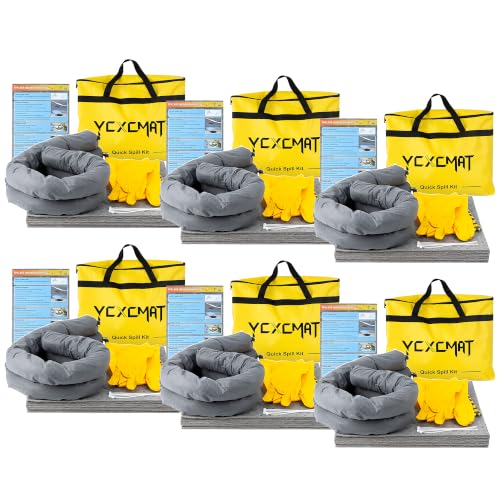 Universal Spill Kit for Chemical, Water & Garage Oil Cleanup 6 Pack - size: 6 Pack