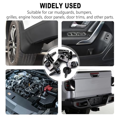 mankk 50PCS M6-1.0 Fender Liner Screw and U-Nut Clips Kit,Body Fasteners,U-Nut Clips & Hex Head Bolts,Automotive Body Clips Fender Bolts for Fender, Engine Cover & Splash Shield - color: Black-M6-1.0 Kit