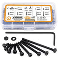 660Pcs M2 Screws Set Black, M2 x 4/6/8/10/12/16/20/25/30mm Hex Socket Head Cap Screws Nuts Washers Assortment Kit, 12.9 Grade Alloy Steel Assorted Screws, Fully Machine Threaded, Allen Socket Drive - size: M2 Socket black