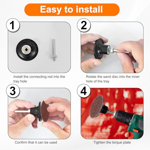 HARFINGTON 53pcs Quick Change Discs Set 1" Lock Sanding Discs with 1/4" Shank Pad Holder 36/60/80/120/240 Grit Surface Conditioning for Polish Rust Removal - size: 1"