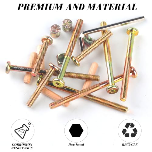 M6x40/50/60/70/80mm Crib Screws Assortment 20 Set Wooden Bed Hardware Kit