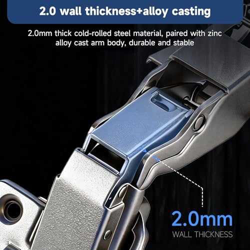HJ 165 Degree Corner Cabinet Hinges, 2 Pack Lazy Susan Hinges, Face Frame Soft Close Concealed Hinges for Kitchen Corner Cabinet Folding Doors, 3D 6-Way Adjustable Replacement Hardware - size: 165°