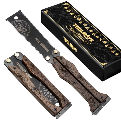 Foldable Japanese Saw, 5.5" Butterfly Hand Saw with SK5 Blade - color: Brownish Black