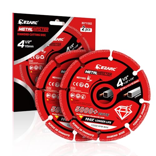 EZARC Diamond Cutting Wheel 4 1/2 x 7/8 Inch for Metal, Cut Off Wheel with 5000+ Cuts on Rebar, Steel, Iron and INOX, 2 Pack - style: 4 1/2 x 7/8 Inch