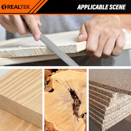 REALTEK 3Pcs Wood Rasp Files Set,Half Round/Round/Flat Files for Metal - style: Wood Files-3pc