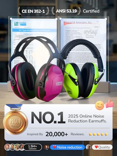 Dr.meter Hearing Protection Ear Muffs, Ear Protection for Adults Kids 34dB - color: Rose