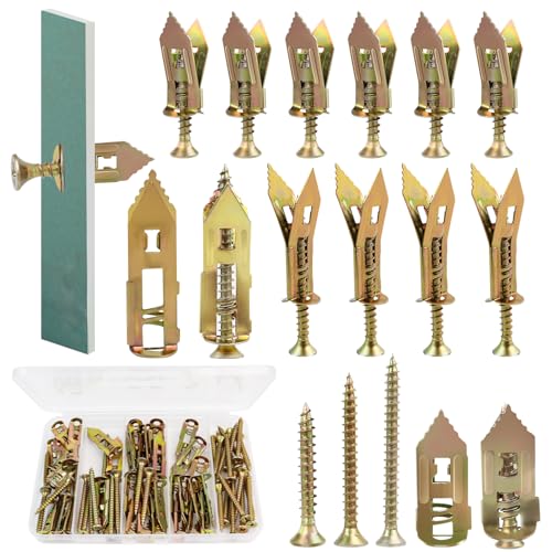 80Pack Self Drilling Drywall Anchors with Screws, 3 Sizes Suitable for Tv, Cabinets, Shelves, Shelf Straps, Bicycles, Curtains, No Need to Drill Holes in The Wall(40 Metal Anchors and 40 Zinc Screw) - color: 80Pack 1.1inch + 1.57inch