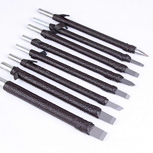 Stone Seal Engraving Kit/Stone Carving Set/Stone Engraving Tools with Clamp Stone Carving Chisel Set (8 Knife)