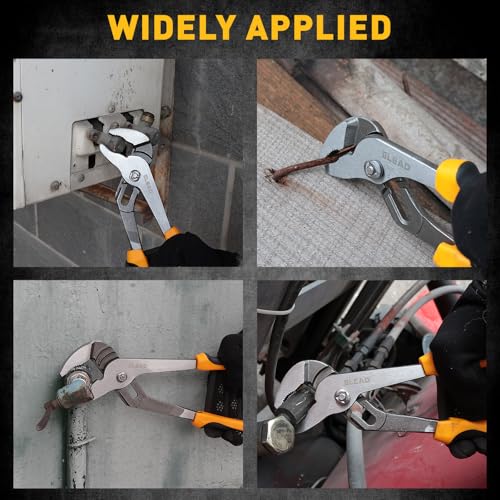 ELEAD 4-Piece Groove Joint Pliers Set, 12/10/8/6 Inch Adjustable Water Pump Pliers with Tool Roll Bag, Tongue and Groove for Home Repair, Gripping, Nuts, Bolts, Pipe & Fittings - style: 4pcs Groove Joint