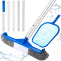 Potchen 3 Pcs Pool Cleaning Kit with Hand Skimmer Net, 17.5" Brush - style: 17.5" Brush