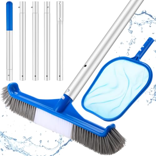 Potchen 3 Pcs Pool Cleaning Kit with Hand Skimmer Net, 17.5" Brush - style: 17.5" Brush