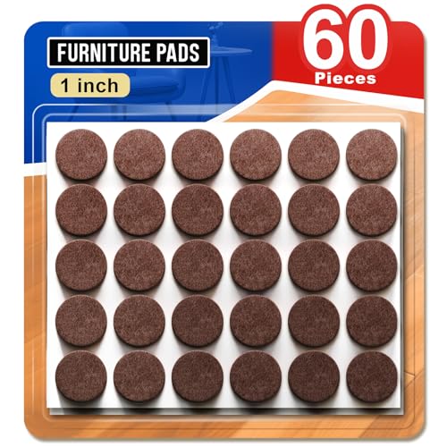 Ansible 60 PCS Felt Furniture Pads 1" for Hardwood Floors - size: 60 PCS 1" Brown, Round