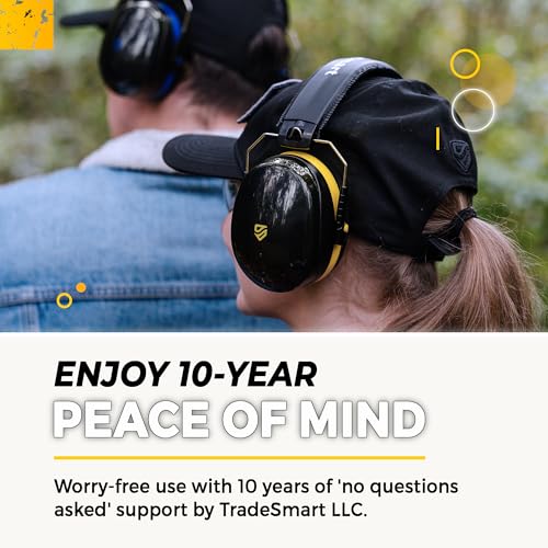 TradeSmart Shooting Ear Protection for Gun Range, NRR 28 Earmuffs & Eyewear - color: Clear+tint - Grey