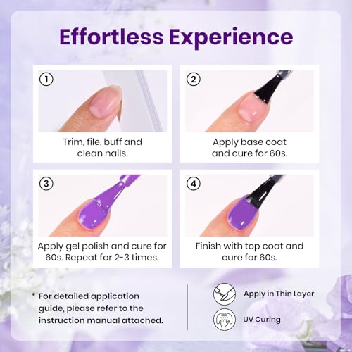 Beetles Purple Gel Polish Set, Violet Letter Collecion, 6 Purple Colors - color: A - Creme | 0-0-Violet Letter
