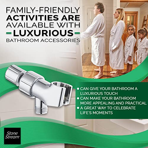 Original StoneStream Adjustable Wall Shower Adapter and Holder for Handheld Showerheads - Chrome - color: Chrome