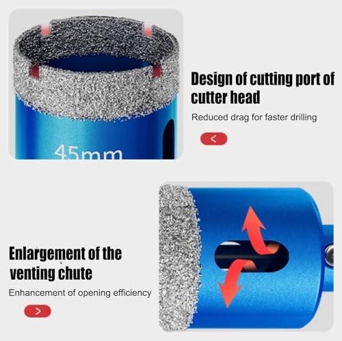 Diamond Hole Saw Set, 10 PCS Brazed Tile Hole Saw Diamond Core Drill Bit Set for Ceramic, Glass, Tile, Granite, Marble, Plaster