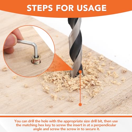 Hapric 120 Pcs 1/4-20 Threaded Inserts for Wood Kit, Wood Furniture Screw - size: 1/4-20 x 3/4"-120pcs