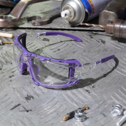 UKNOW Safety Glasses - Anti Fog Wraparound Lenses - Removable Foam Gasket - ANSI Z87.1 Protective Eyewear - Impact Resistant - color: Purple