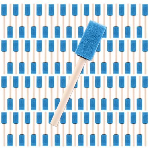 1" Foam Paint Brushes, 100 Pack, 1-Inch Painting Sponges (Blue) - color: Blue, size: 1"