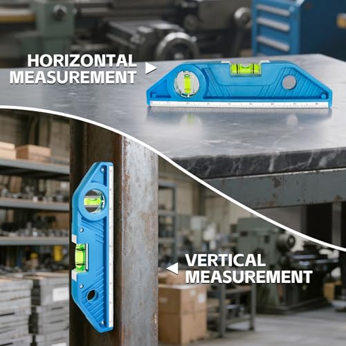 WBE 4-Piece Torpedo Level Set, 9 Inch Magnetic Level, with 0°/90° Bubbles, Large Viewing Window, V-Groove for Conduit Bending, Sea and Imperial scale.(Azure, 4 Pack) - size: 4 Pack