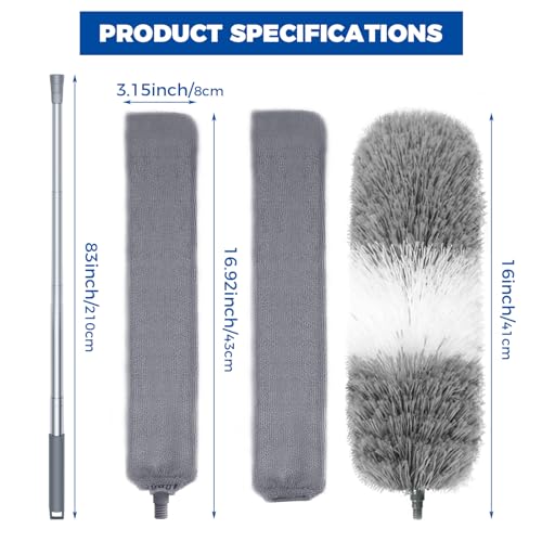 4 Pcs Dusters for Cleaning, 2 in 1 Microfiber Dusters and Retractable Gap Dust Cleaner with 1 Microfiber Dusting Cloths Long Handle 30-100 Inches Extension Pole for Ceiling Fan Cleaning Supplies - size: 4 PCS Dusters