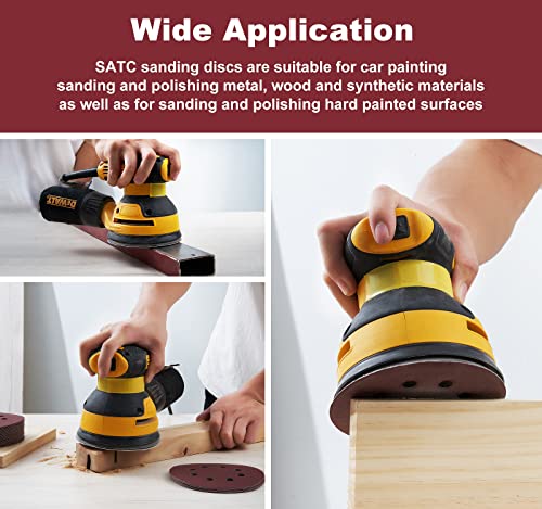 S SATC 150 PCS Sanding Discs 5-Inch 8-Hole Hook and Loop 320 Grit Sandpaper for Random Orbital Sander - style: 150PCS 5 Inch 320 Grit