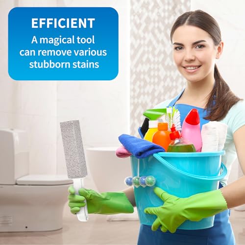 4TH Pumice Stone for Toilet Bowl Cleaning,Pumice Stick with Handle,Cleans Away Limescale Stain,Hard Water Rings, Calcium Buildup,Iron and Rust. Remover for Tile/Bath/Kitchen/Household - 2 Piece - color: Gray