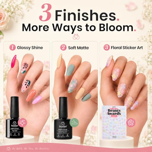 Beetles Gel Nail Polish Set, 40 PCS 36 Colors Verse of Flower Garden Kit | with Base Coat Glossy & Matte Top Coats,Floral Stickers for Uv Led Gel Polish Manicures And Gifts - color: Verse of Flower