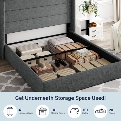 Allewie Full Size Lift Up Hydraulic Storage Bed Frame Dark Grey - color: Dark Grey, size: Full, style: Modern