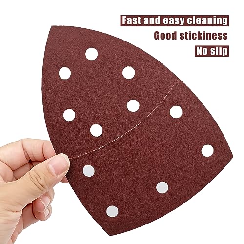 50 PCS Mouse Detail Sander Sandpaper, 240 Grit Palm Sander Sandpaper 11 Holes Hook and Loop Sander Pads Triangular Sanding Sheets Abrasive Sanding Paper for Mouse Sander - size: 240 Grit