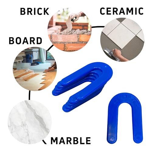 50PCS Horseshoe Tile Spacers, 1/16 Inch U-Shape Plastic Structural Shims for Tile Leveling System, Blue Tile Leveling Clips for Ceramic Floor and Wall Installation - size: 1/16 Inch